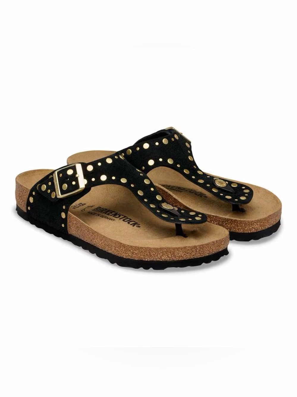 Birkenstock Gizeh Rivets Studded Toe-Post Sandal — Black